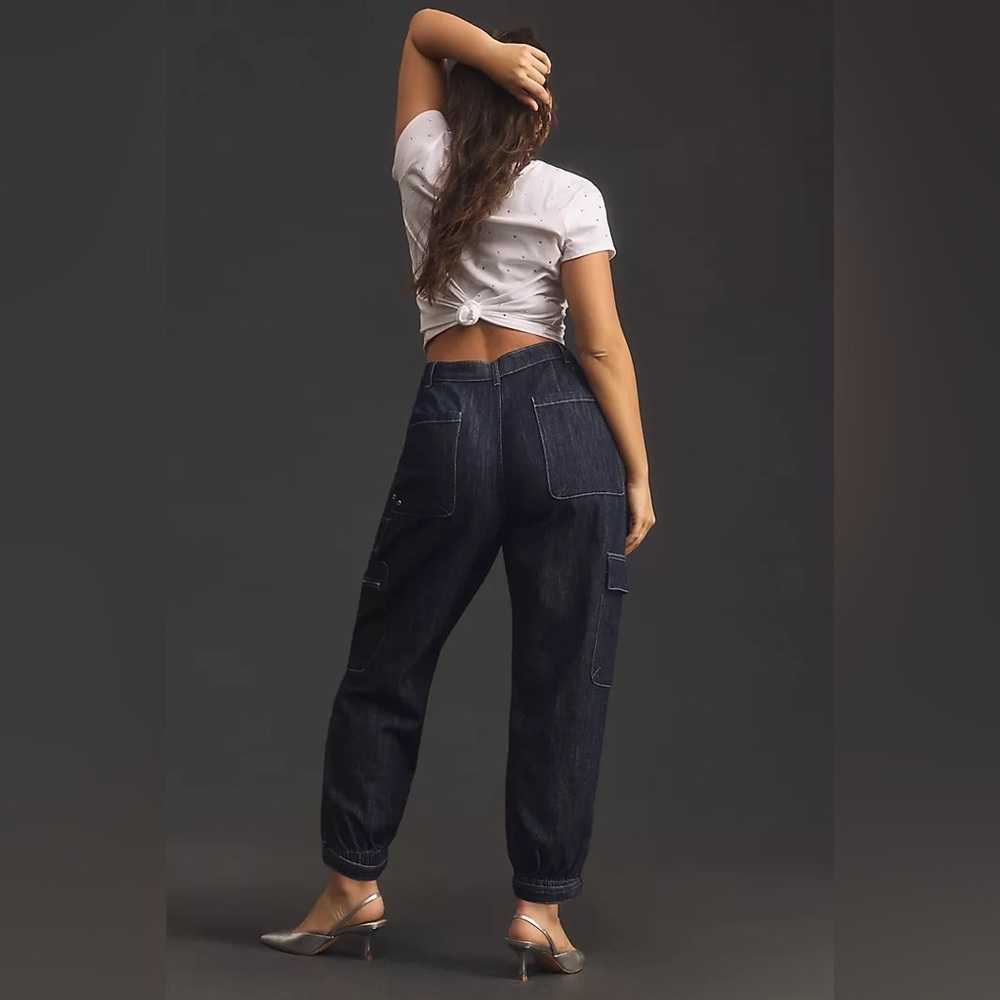 Anthropologie Pilcro Seamed Sport High Rise Cargo Jeans Pockets Utility 29 - Picture 2 of 7